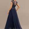 Formal & Evening | A-line Scoop Illusion Floor-Length Lace Chiffon Evening Dress With Sequins As Picture – Womens