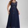 Formal & Evening | A-line Scoop Illusion Floor-Length Lace Chiffon Evening Dress With Sequins As Picture – Womens