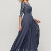 Formal & Evening | A-line Scoop Illusion Floor-Length Lace Chiffon Evening Dress With Sequins Stormy – Womens