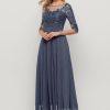 Formal & Evening | A-line Scoop Illusion Floor-Length Lace Chiffon Evening Dress With Sequins Stormy – Womens