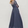 Formal & Evening | A-line Scoop Illusion Floor-Length Lace Chiffon Evening Dress With Sequins Stormy – Womens