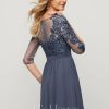 Formal & Evening | A-line Scoop Illusion Floor-Length Lace Chiffon Evening Dress With Sequins Stormy – Womens