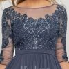 Formal & Evening | A-line Scoop Illusion Floor-Length Lace Chiffon Evening Dress With Sequins Stormy – Womens