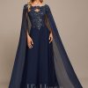 Formal & Evening | A-line Scoop Sweep Train Lace Chiffon Evening Dress With Sequins As Picture – Womens