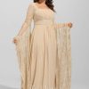 Formal & Evening | A-line Square Floor-Length Chiffon Lace Evening Dress With Beading Pleated Champagne – Womens