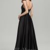 Formal & Evening | A-line Square Floor-Length Satin Evening Dress Black – Womens