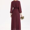 Formal & Evening | A-line V-Neck Floor-Length Chiffon Evening Dress With Bow Pleated Cabernet – Womens