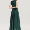 Formal & Evening | A-line V-Neck Floor-Length Chiffon Evening Dress With Pleated Dark Green – Womens