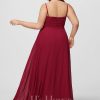 Formal & Evening | A-line V-Neck Floor-Length Chiffon Evening Dress With Pleated Dark Navy – Womens