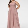 Formal & Evening | A-line V-Neck Floor-Length Chiffon Evening Dress With Pleated Dusty Rose – Womens