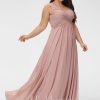 Formal & Evening | A-line V-Neck Floor-Length Chiffon Evening Dress With Pleated Dusty Rose – Womens