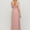 Formal & Evening | A-line V-Neck Floor-Length Chiffon Evening Dress With Pleated Dusty Rose – Womens