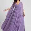 Formal & Evening | A-line V-Neck Floor-Length Chiffon Evening Dress With Pleated Tahiti – Womens