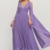 Formal & Evening | A-line V-Neck Floor-Length Chiffon Evening Dress With Pleated Tahiti – Womens