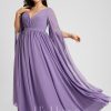 Formal & Evening | A-line V-Neck Floor-Length Chiffon Evening Dress With Pleated Tahiti – Womens