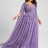 Formal & Evening | A-line V-Neck Floor-Length Chiffon Evening Dress With Pleated Tahiti – Womens