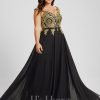 Formal & Evening | A-line V-Neck Floor-Length Lace Chiffon Evening Dress Black – Womens