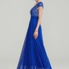 Formal & Evening | A-line V-Neck Floor-Length Lace Chiffon Evening Dress Royal Blue – Womens