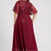 Formal & Evening | A-line V-Neck Floor-Length Lace Chiffon Evening Dress With Sequins Burgundy – Womens