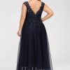 Formal & Evening | A-line V-Neck Floor-Length Tulle Lace Evening Dress With Sequins As Picture – Womens