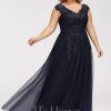 Formal & Evening | A-line V-Neck Floor-Length Tulle Lace Evening Dress With Sequins As Picture – Womens