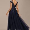 Formal & Evening | A-line V-Neck Floor-Length Tulle Lace Evening Dress With Sequins As Picture – Womens