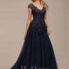 Formal & Evening | A-line V-Neck Floor-Length Tulle Lace Evening Dress With Sequins As Picture – Womens