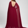 Formal & Evening | A-line V-Neck Sweep Train Lace Chiffon Evening Dress With Sequins Burgundy – Womens