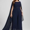 Formal & Evening | Jumpsuit/Pantsuit Scoop Floor-Length Chiffon Evening Dress With Beading Sequins As Picture – Womens