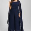 Formal & Evening | Jumpsuit/Pantsuit Scoop Floor-Length Chiffon Evening Dress With Beading Sequins As Picture – Womens