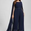 Formal & Evening | Jumpsuit/Pantsuit Scoop Floor-Length Chiffon Evening Dress With Beading Sequins As Picture – Womens