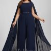 Formal & Evening | Jumpsuit/Pantsuit Scoop Floor-Length Chiffon Evening Dress With Beading Sequins As Picture – Womens