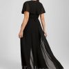 Formal & Evening | Jumpsuit/Pantsuit V-Neck Floor-Length Chiffon Evening Dress Black – Womens