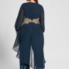 Formal & Evening | Jumpsuit/Pantsuit V-Neck Floor-Length Chiffon Evening Dress With Appliques Lace Dark Navy – Womens