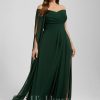 Formal & Evening | Sheath/Column Asymmetrical Floor-Length Chiffon Evening Dress With Pleated As Picture – Womens