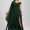 Formal & Evening | Sheath/Column Asymmetrical Floor-Length Chiffon Evening Dress With Pleated As Picture – Womens