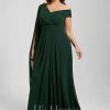 Formal & Evening | Sheath/Column Asymmetrical Floor-Length Chiffon Evening Dress With Pleated As Picture – Womens