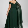 Formal & Evening | Sheath/Column Asymmetrical Floor-Length Chiffon Evening Dress With Pleated As Picture – Womens