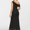 Formal & Evening | Sheath/Column Asymmetrical Floor-Length Chiffon Evening Dress With Pleated Black – Womens