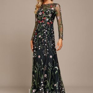 Formal & Evening | Sheath/Column Boat Neck Illusion Floor-Length Lace Evening Dress As Picture – Womens