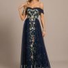 Formal & Evening | Sheath/Column Off the Shoulder Floor-Length Tulle Lace Evening Dress As Picture – Womens