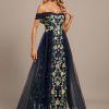 Formal & Evening | Sheath/Column Off the Shoulder Floor-Length Tulle Lace Evening Dress As Picture – Womens