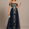 Formal & Evening | Sheath/Column Off the Shoulder Floor-Length Tulle Lace Evening Dress As Picture – Womens