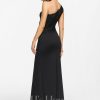 Formal & Evening | Sheath/Column One Shoulder Floor-Length Jersey Lace Evening Dress With Pleated Black – Womens