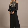 Formal & Evening | Sheath/Column Scoop Floor-Length Lace Chiffon Evening Dress With Sequins Black – Womens