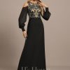 Formal & Evening | Sheath/Column Scoop Floor-Length Lace Chiffon Evening Dress With Sequins Black – Womens