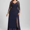 Formal & Evening | Sheath/Column V-Neck Floor-Length Lace Chiffon Evening Dress With Sequins As Picture – Womens