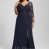 Formal & Evening | Sheath/Column V-Neck Floor-Length Lace Chiffon Evening Dress With Sequins As Picture – Womens