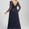 Formal & Evening | Sheath/Column V-Neck Floor-Length Lace Chiffon Evening Dress With Sequins As Picture – Womens