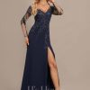 Formal & Evening | Sheath/Column V-Neck Floor-Length Lace Chiffon Evening Dress With Sequins As Picture – Womens